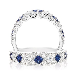 Vera Wang Love Collection Sapphire and Diamond Engagement Ring in Sterling Silver Antique Blue Sapphire Ring Unique Pave Ring Gorgeous Ring