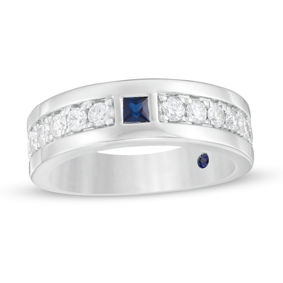 Vera Wang Love Collection Men's Diamond and Blue Sapphire Wedding