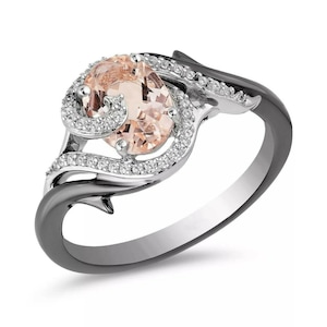 Enchanted Disney Villains Morganite and Diamond Maleficent Ring Extraordinary Ring Unique Style Filigree Engagement Ring Ladies Finger Ring