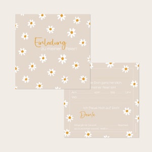 EINLADUNG Gänseblümchen - Kindergeburtstag - quadratisch 13,5 x 13,5 cm - 10er Set