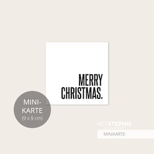 MINIKARTE Merry Christmas - s/w - Postkarte quadratisch 9x9cm - beschreibbar - Weihnachtskarte