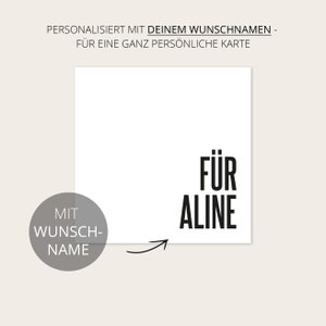 KARTE Für ... - personalisiert - mit Name - s/w - Postkarte quadratisch 12x12cm - beschreibbar