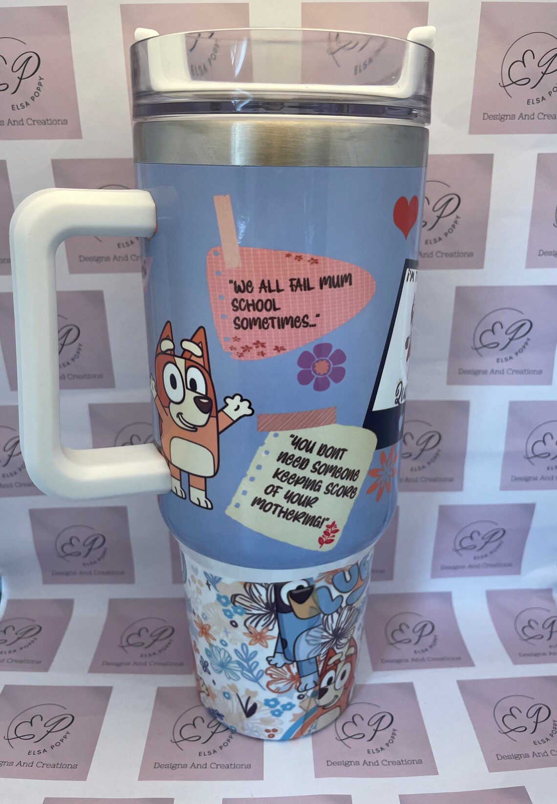 BLUEY INSPIRED Chilli Quotes 40oz Quencher Stanley Dupe Tumbler Vacuum