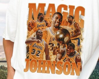 Vintage 90s Magic Johnson T-Shirt - World Champion Unisex Tee for Fans