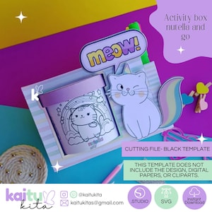 Nutella and Go Activity Box/ Coloring Activity Box/ Cameo and Cricut Cut File/ SVG and Studio Digital File