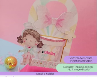 ヌテラホルダー、デジタルカメオとクリカットのテンプレート、ヌテラとゴーのホルダー、クリカットとシルエットのテンプレート、ヌテラギフトボックス