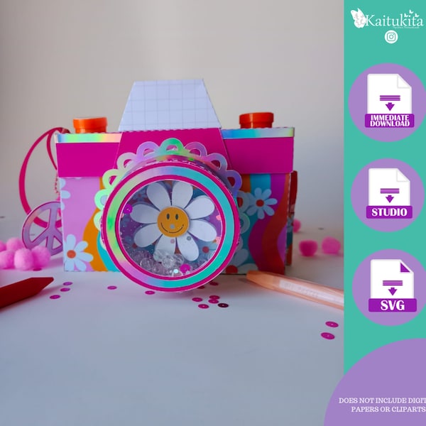 camera box/Kids Party Groovy camera / template cameo and cricut/ Activity Box for Kids / Camera Box SVG and Studio