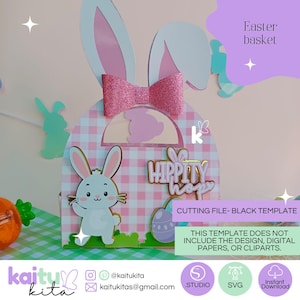 Easter basket, canasta de actividades de pascua, template for cricut and silhouette, plantilla de corte svg y studio, caja de pascua