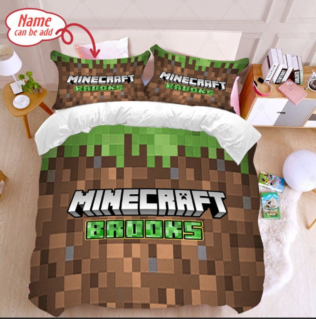Custom Minecraft Bedding Set Personalized Pixelcraft Blanket Etsy