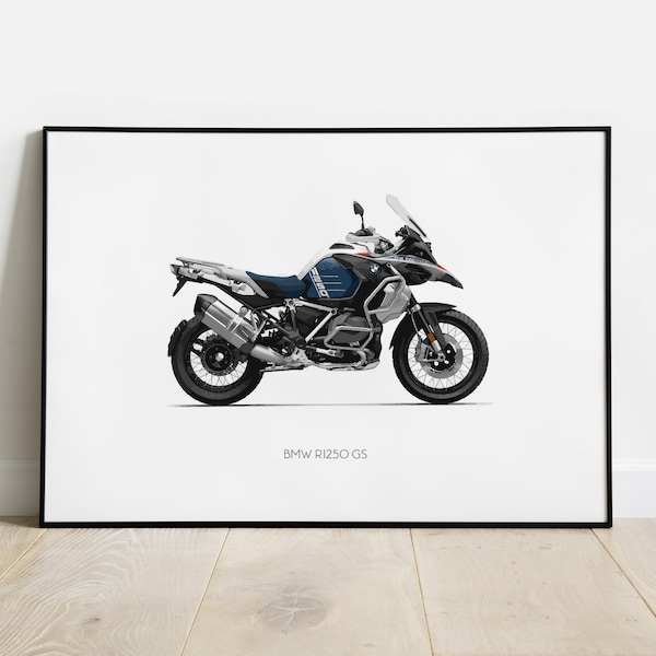 Affiche BMW R1250 GS - Illustration numérique de moto Wall Art Printable Moto Art