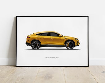 LAMBORGHINI URUS Poster - Car Digital Illustration Wall Art Printable Automotive Art