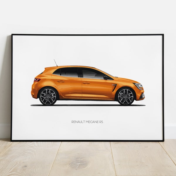 RENAULT MEGANE RS Poster - Car Digital Illustration Wall Art Printable Automotive Art