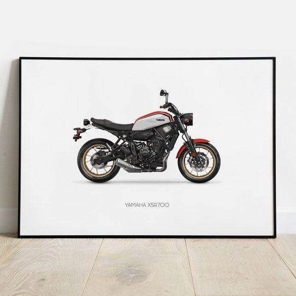 YAMAHA XSR700 poster - digitale motorfiets illustratie Wall Art afdrukbare Moto Art