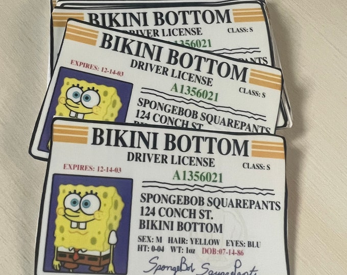 SpongebobBottom Drivers License Etsy SpongebobBottom Drivers License Etsy
