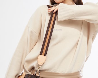 Crossbody Bag Strap, Vachetta Leather, Brown, Women Bag Strap, Guitar Strap, Adjustable Shoulder Strap, Adjustable Nylon Webbing Bag Strap