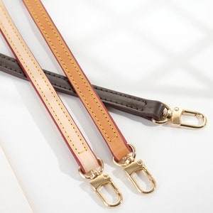Echter Vachetta Leder Taschenriemen aus Leder, Natur, Patina, Braun, Top Griff Schulterriemen, Pochette Accessoires, Ersatzlederhenkel