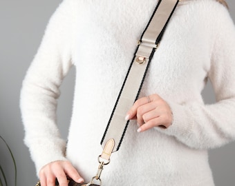 Multi Pochette Accessoires, Multi Pochette Bag Strap, Beige, Crossbody Bag Strap, Adjustable Shoulder Strap, Adjustable Nylon Webbing Strap