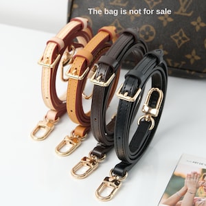 0.4 inch (1 cm) Wide Bag Strap, Vachetta Leather Slim Purse Strap, Adjustable Crossbody Bag Strap,  Pochette Accessoires, Leather Bag Handle