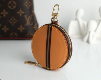 Vachetta Leather Bag Charm - Coin Purse, Mini Wallet - Luxury Bag Charm, Handmade Purse Accessory, Vachetta Leather Wallet,Boho Gift Round,