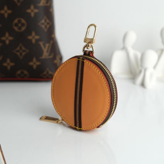 Vachetta Leather Bag Charm - Coin Purse, Mini Wallet - Luxury Bag Charm, Handmade Purse Accessory, Vachetta Leather Wallet,Boho Gift Round,