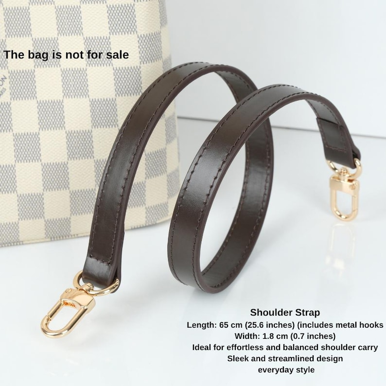 Vachetta Leather Bag Strap, Shoulder Strap & Top Handle, Replacement Strap for Designer Bags, Fits Noe, Neo Noé, Epi Styles, Brown, Black image 3