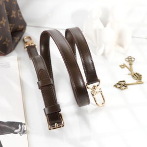 Crossbody Bag Strap, Vachetta Leather Bag Strap, Compatible With Speedy 20, 25, 30, 35, Alma Pm, Graceful Pm MM in Monogram and Azur print image 2