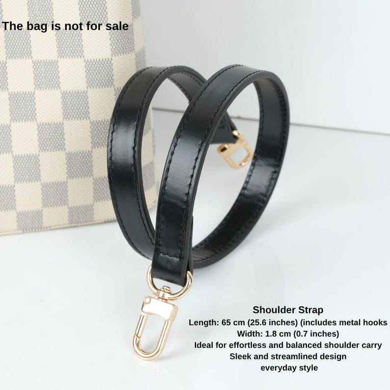 Vachetta Leather Bag Strap, Shoulder Strap & Top Handle, Replacement Strap for Designer Bags, Fits Noe, Neo Noé, Epi Styles, Brown, Black image 10