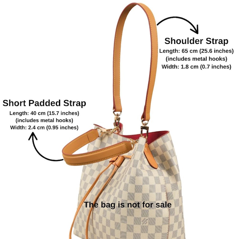 Vachetta Leather Bag Strap, Shoulder Strap & Top Handle, Replacement Strap for Designer Bags, Fits Noe, Neo Noé, Epi Styles, Brown, Black image 6
