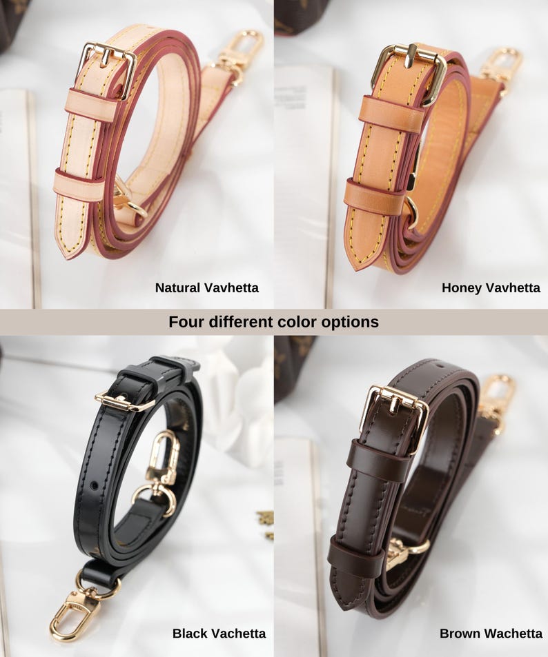 Crossbody Bag Strap, Vachetta Leather Bag Strap, Compatible With Speedy 20, 25, 30, 35, Alma Pm, Graceful Pm MM in Monogram and Azur print image 5