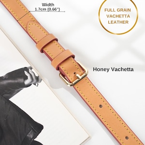 Crossbody Bag Strap, Vachetta Leather Bag Strap, Compatible With Speedy 20, 25, 30, 35, Alma Pm, Graceful Pm MM in Monogram and Azur print image 6