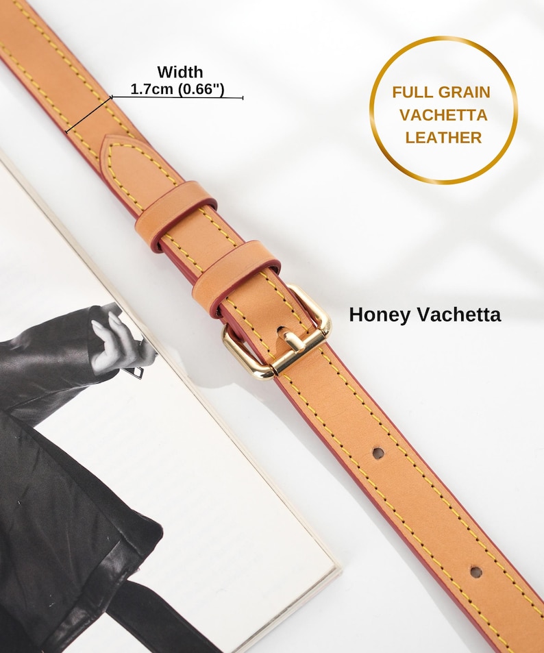 Crossbody Bag Strap, Vachetta Leather Bag Strap, Compatible With Speedy 20, 25, 30, 35, Alma Pm, Graceful Pm MM in Monogram and Azur print image 6