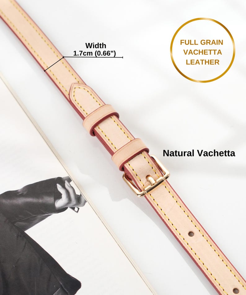 Crossbody Bag Strap, Vachetta Leather Bag Strap, Compatible With Speedy 20, 25, 30, 35, Alma Pm, Graceful Pm MM in Monogram and Azur print image 12