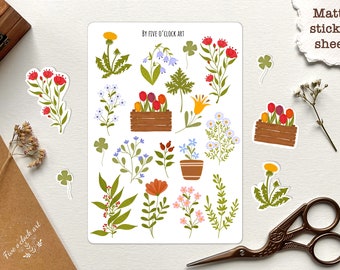 Spring Floral Stickers | Matte Vinyl, Journal Planner Stickers