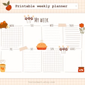 Cozy Weekly Planner| Cottage Core Weekly Planner |Printable Weekly Planner | Weekly To Do List| Undated Planner