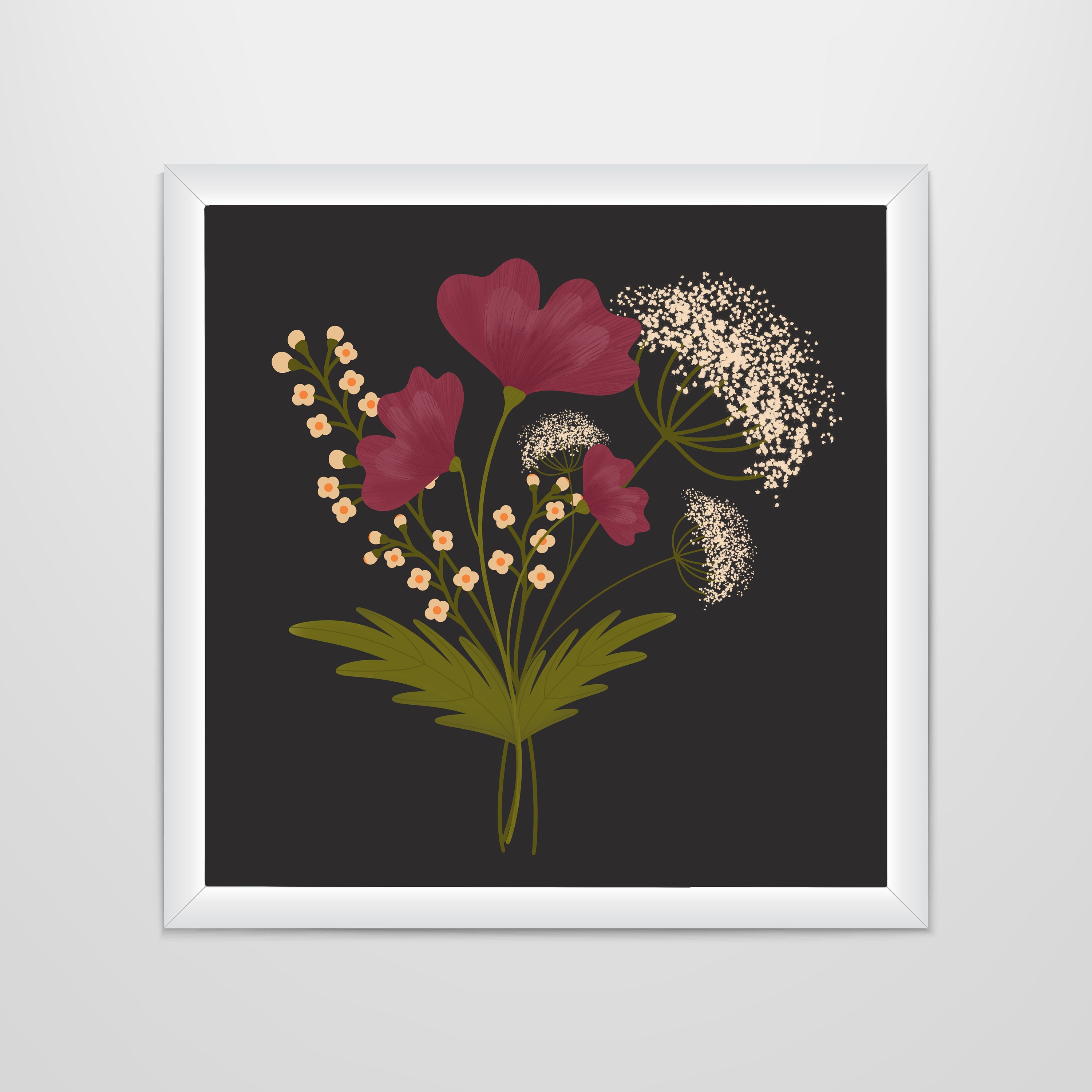 Midnight Flowers Dark Floral Art Print Moody Artwork - Etsy