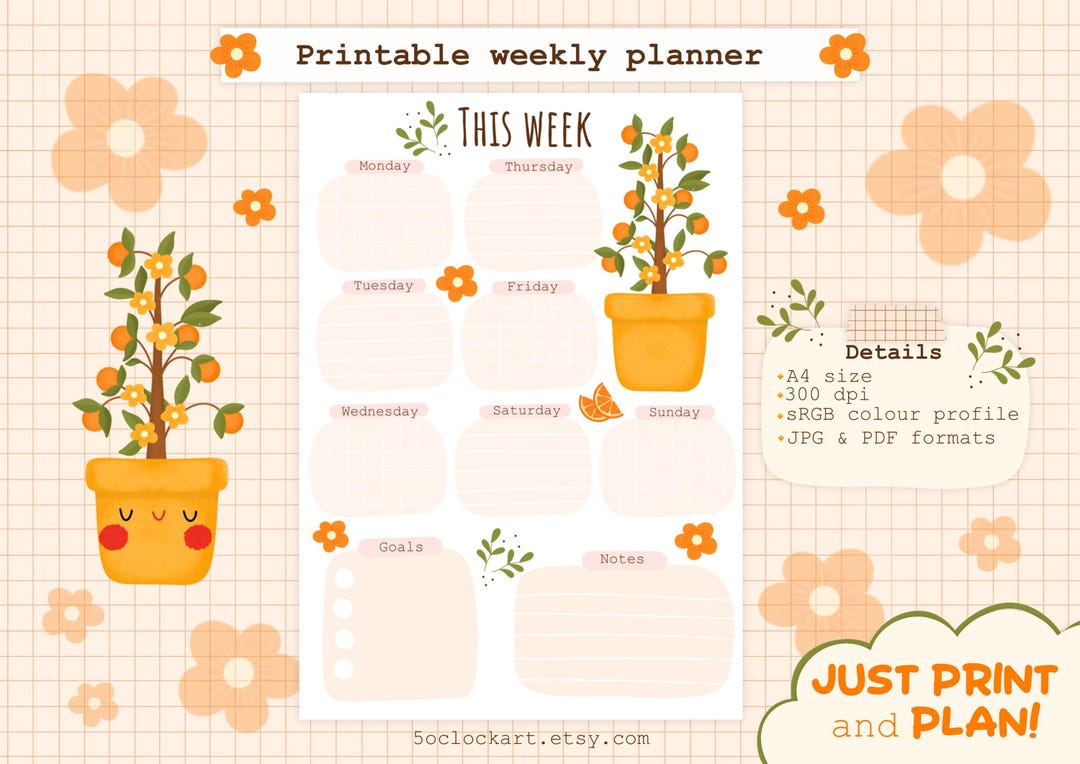 Cute Weekly Planner Printable | A4 To-do List (digital Download) - Etsy