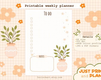 Leuke wekelijkse takenplanner | Afdrukbaar met bloemen (JPG, PDF)