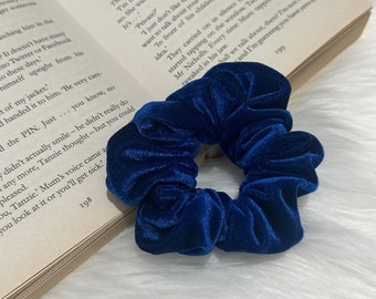 Royal Blue Velvet Hair Scrunchies | Soft Velvet Scrunchie | Blue Hair Bobble | Winter Hair Ties | Cute Gifts for Her