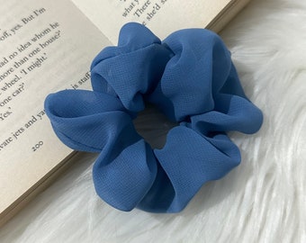 Blue Chiffon Hair Scrunchie | Blue Hair Ties | Bulk Scrunchies Available | Cute Gifts | Gifts for Her | Chiffon Bobble