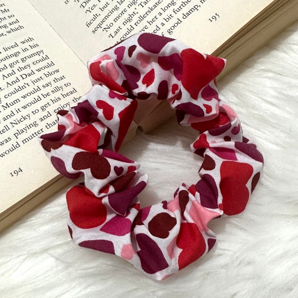 Cotton Hearts Scrunchie Valentine’s Day, Cute Gifts for Her, Hair Accessories UK, Headbands, Valentine’s Gifts, Galentine’s Gifts