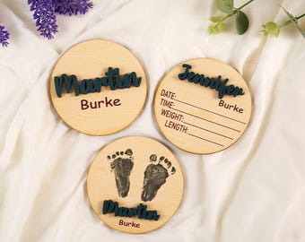 Custom Newborn Birth Stats Sign: Baby Name Announcement Plaque