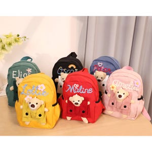 Sac à dos personnalisé pour tout-petits oursons avec nom, sac à dos avec nom brodé pour enfants, sac à dos ours en peluche, cadeau pour enfants, cartable de rentrée