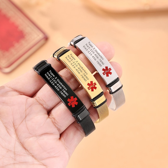 Personalized Medical Alert Bracelet: Engraved Stainless Steel ID