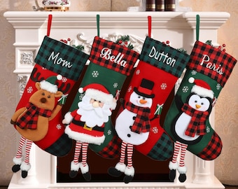 Personalized 3D Christmas Stockings,Customized Name Christmas Stockings,Personalized Embroidered Family Christmas Stockings,Christmas Gift