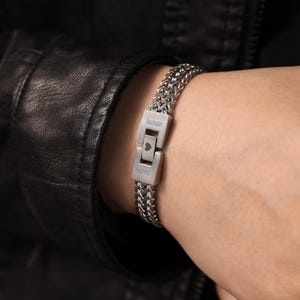 Pulsera de acero inoxidable personalizada para hombre丨Pulsera de acero inoxidable grabada personalizada丨Pulsera con mensaje oculto丨Regalo para el Día del Padre para él