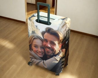 Custom Photo Luggage Cover, Funny Face Travel Luggage Cover,Personalized Travel Suitcase Cover,Stretch Luggage Protector,Honeymoon Gifts