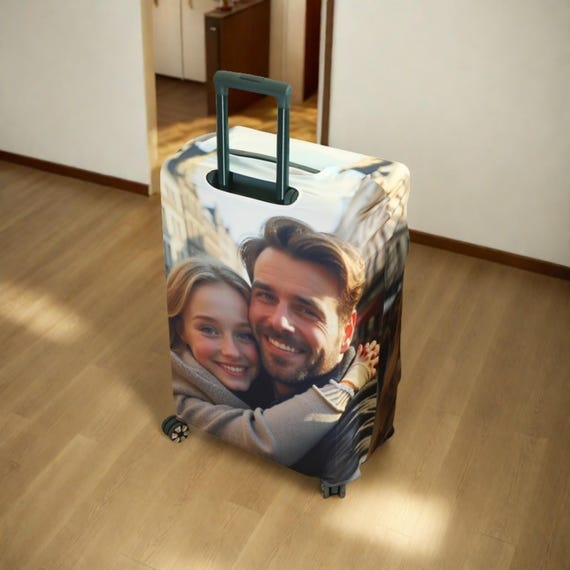 Custom Photo Luggage Cover, Funny Face Travel Luggage Cover,Personalized Travel Suitcase Cover,Stretch Luggage Protector,Honeymoon Gifts