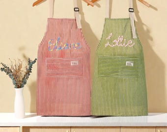 Personalized Hand Embroidered Apron,Custom Name Apron for Mom,Baking Apron, Baker Gift,Chef Gift,Gift for Cookie Baker,Mother&#39;s Day gift.