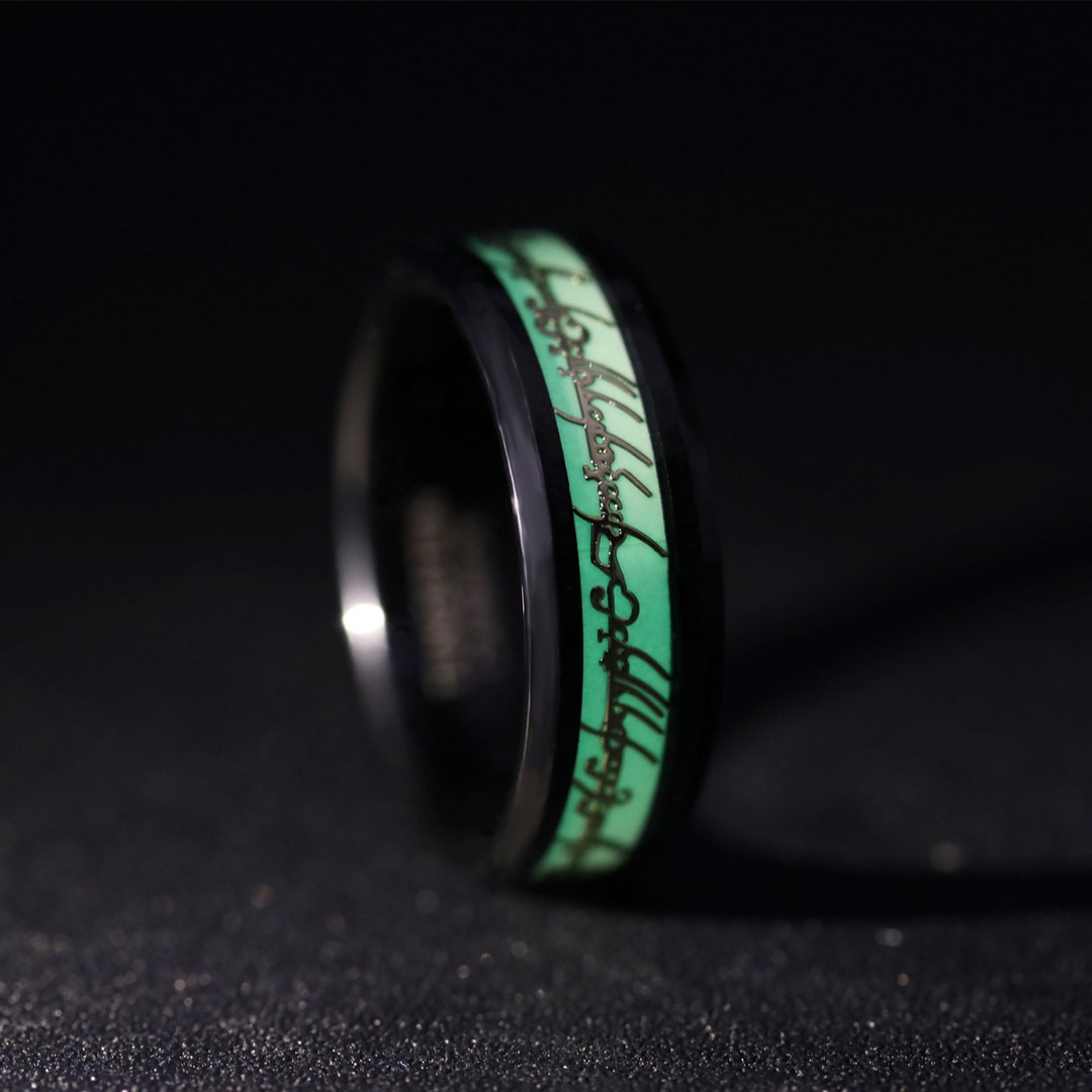 Personalized Mens Tungsten Ring, Luminous Ring, Glow Ring, Engagement