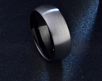 Simple Tungsten Ring Wedding Band  for Men, Matte Brushed Dome Wedding Ring with Personalized Engraving, Gift for Him, Promise Ring